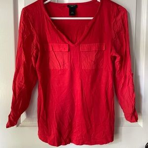 Ann Taylor Red 3/4 Sleeve Blouse